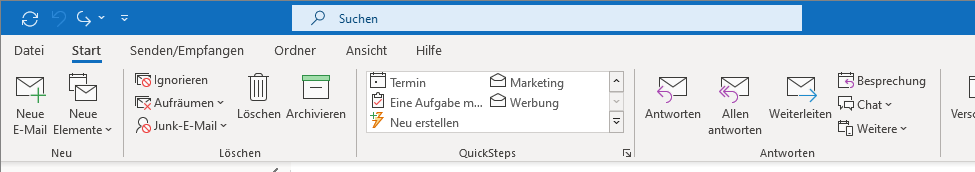 QuickSteps Automatisierung